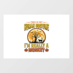 Halloween Monkey Costume Vintage Shirt Design_1 Window Cling