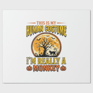 Halloween Monkey Costume Vintage Shirt Design_1 Wrapping Paper