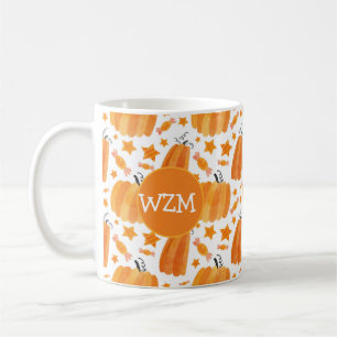 Halloween Monogram Citrouille café Mug