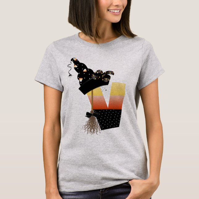 Halloween Monogram Letter V T-Shirt (Front)