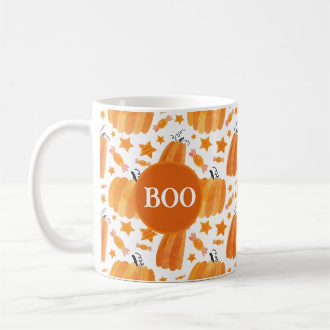Halloween Monogram Pumpkin Mug (Left)