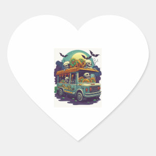 Halloween Monster Delivery Service Heart Sticker