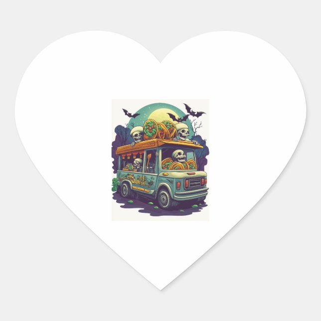 Halloween Monster Delivery Service Heart Sticker (Front)