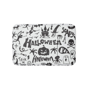 Halloween Monster Doodles Fun Bath Mat