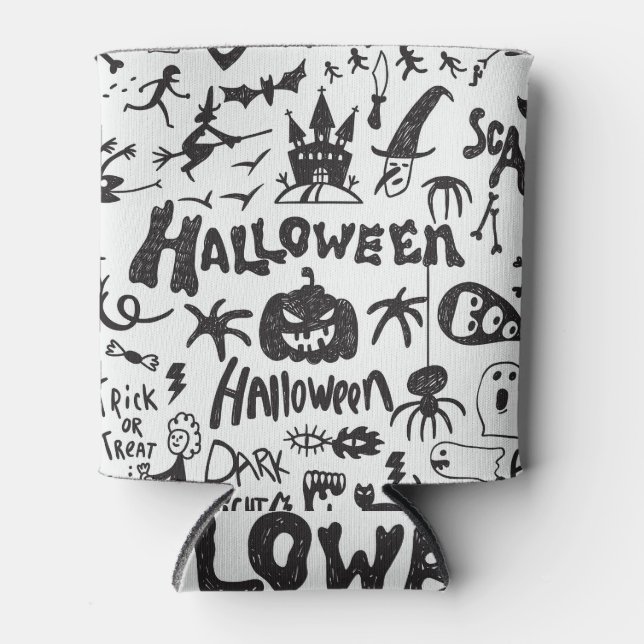 Halloween Monster Doodles Fun Can Cooler (Front)