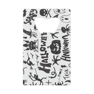 Halloween Monster Doodles Fun Credit Card Bottle Opener