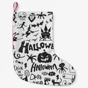 Halloween Monster Doodles Fun Small Christmas Stocking