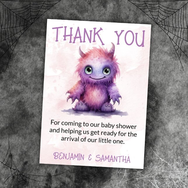 Halloween Monster Girl Baby shower Carte de remerc (Créateur téléchargé)