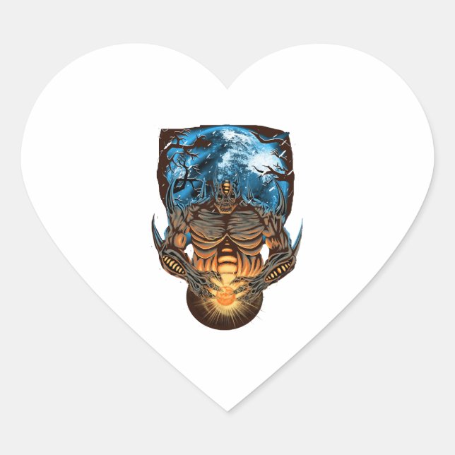Halloween Monster          Heart Sticker (Front)
