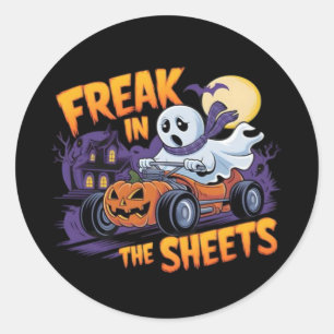 HALLOWEEN MONSTER IN THE BED SHEET CLASSIC ROUND STICKER