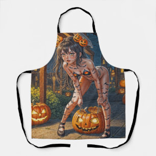 Halloween Monster Jack-o-Lantern & Bat Vixen Girl Apron