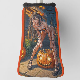 Halloween Monster Jack-o-Lantern & Bat Vixen Girl Golf Head Cover