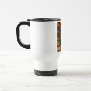 Halloween Monster Jack-o-Lantern & Bat Vixen Girl Travel Mug