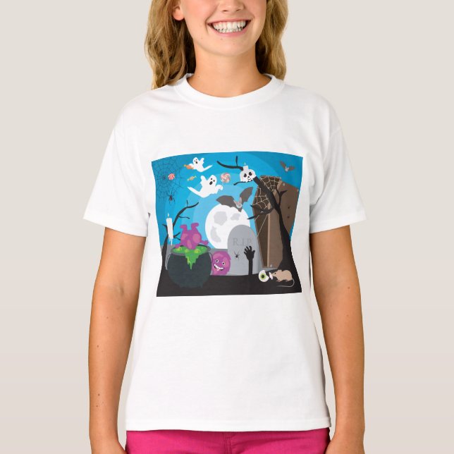 Halloween Monster Scene T-Shirt (Front)