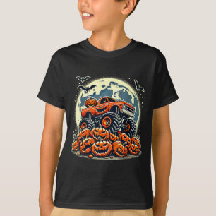Halloween Monster Truck for Boys Kids Toddler Moon T-Shirt