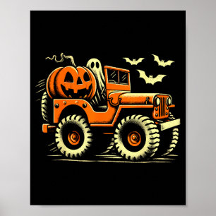 Halloween Monster Truck Ghost  Poster
