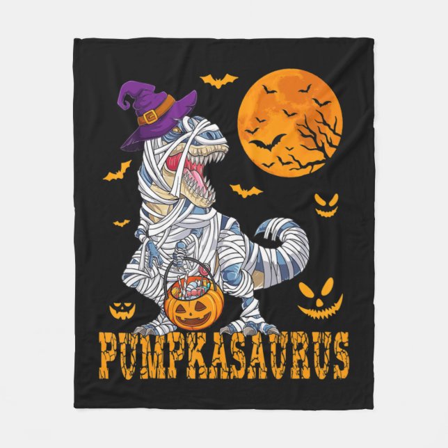 Halloween Monster Truck Mummy Dinosaur Pumpkin Tod Fleece Blanket (Front)