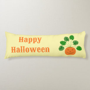 Halloween Monstera Plant in Pumpkin Custom Body Pillow