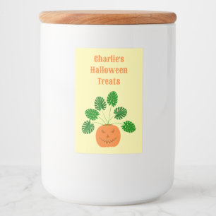 Halloween Monstera Plant in Pumpkin Custom Food Label