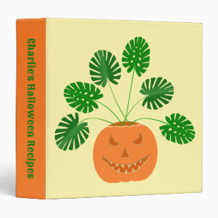 Halloween Monstera Plant in Pumpkin Custom Recipe Binder