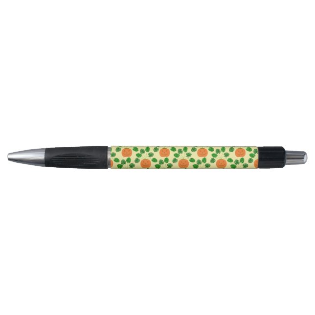Halloween Monstera Plant in Pumpkin Patterned Pen (Front)