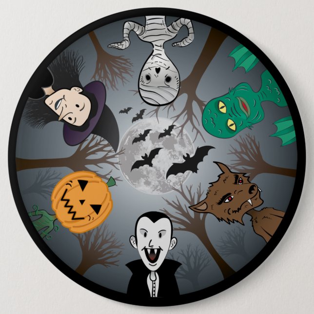 Halloween Monster's 6 Inch Round Button (Front)