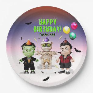 Halloween Monsters Birthday Party Paper Plate