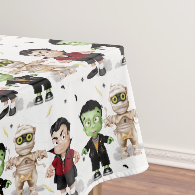 Halloween Monsters Kids Party Tablecloth (In Situ)