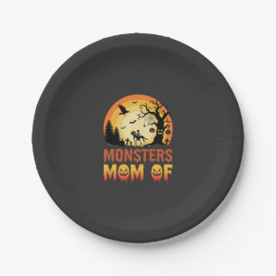 Halloween Monsters Mom of Skeleton Family Paper Plate