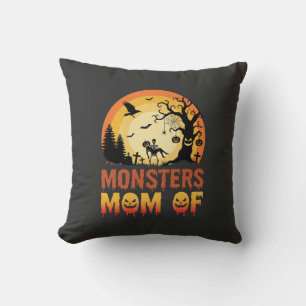 Halloween Monsters Mom of Skeleton Family Throw Pillow