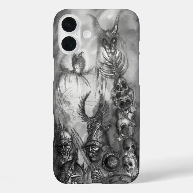HALLOWEEN MONSTERS / ORK WAR Black White Fantasy Case-Mate iPhone Case (Back)