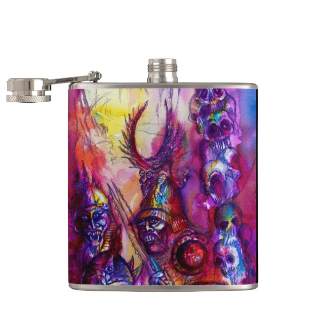 HALLOWEEN MONSTERS / ORK WAR Fantasy Hip Flask (Opened)