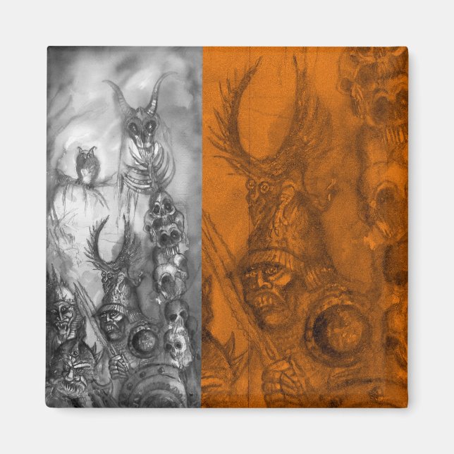 HALLOWEEN MONSTERS / ORK WAR Fantasy Magnet (Front)