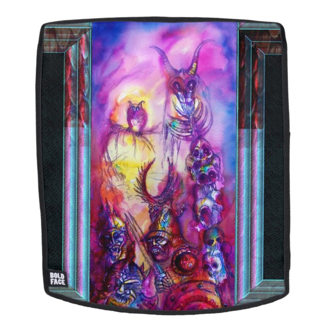 HALLOWEEN MONSTERS / ORK WAR Purple Fantasy Backpack (Removable Face)