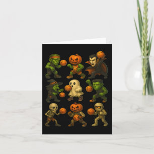 Halloween Monsters Playing Sketll Funny Costume  Card