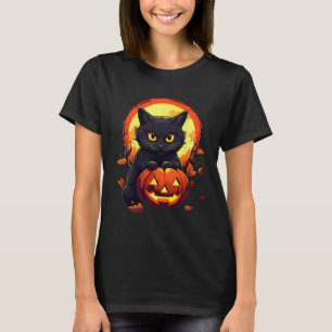 Halloween Moon Black Cat and Pumpkin For Men Women T-Shirt