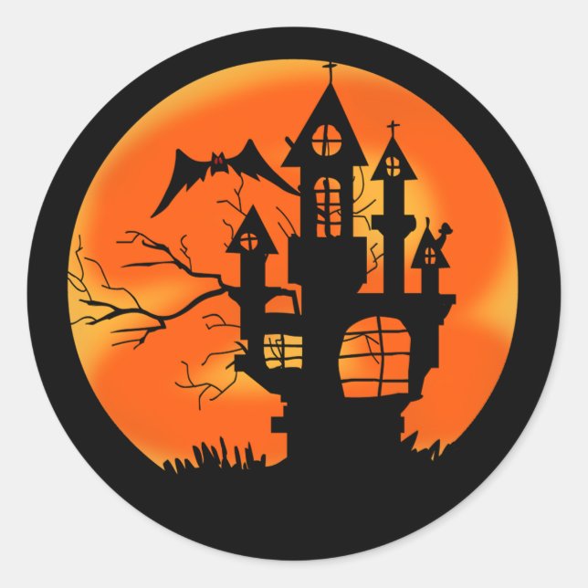 Halloween Moon Classic Round Sticker (Front)