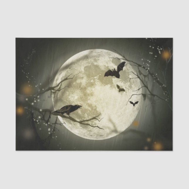 Halloween Moon Crows Night Decoupage Tissue Paper (Front)