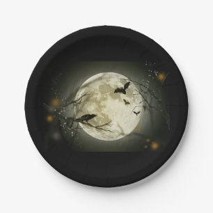 Halloween moon paper plate