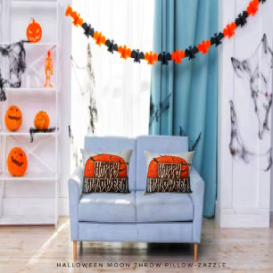 Halloween Moon-PG Throw Pillow
