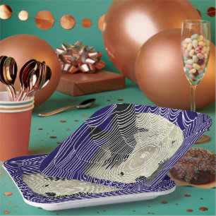 Halloween Moon Ravens And Cobwebs Paper Plate