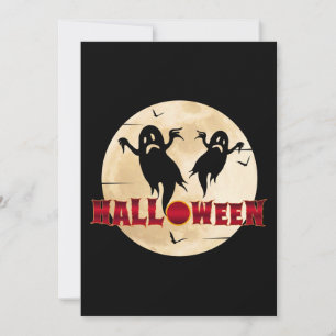 Halloween Moon Silhouette Ghosts Bats Invitation