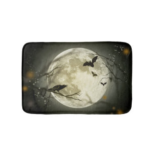 Halloween Moon Spooky Crows Bath Mat