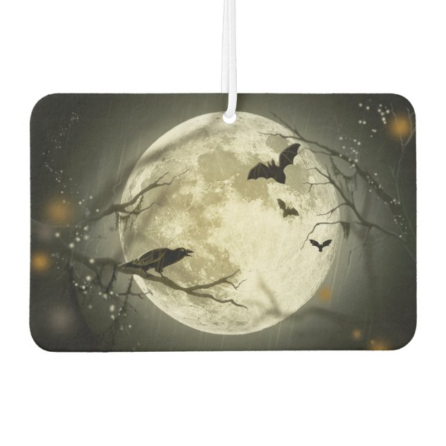 Halloween Moon Spooky Crows Car Air Freshener (Front)