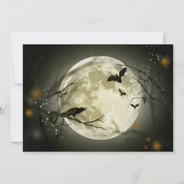 Halloween Moon Spooky Crows Card (Front)