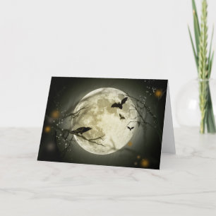 Halloween Moon Spooky Crows Card