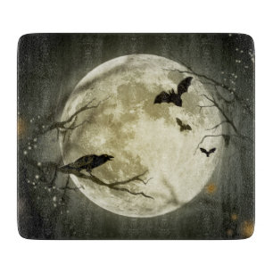 Halloween Moon Spooky Crows Cutting Board
