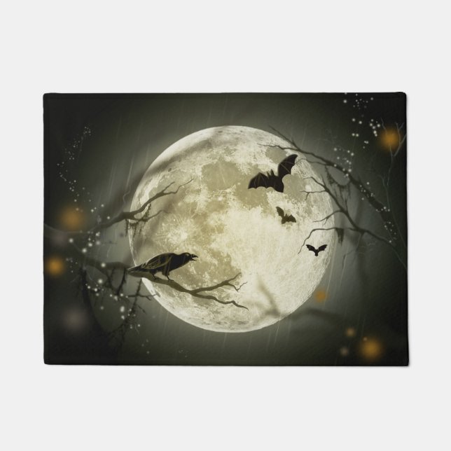 Halloween Moon Spooky Crows Doormat (Front)