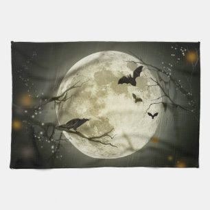 Halloween Moon Spooky Crows Kitchen Towel
