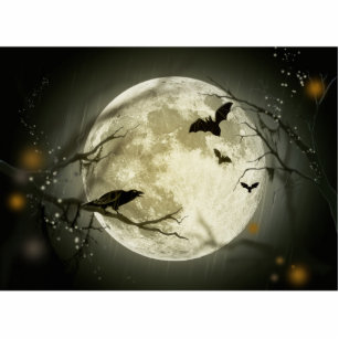 Halloween Moon Spooky Crows Photo Sculpture Magnet